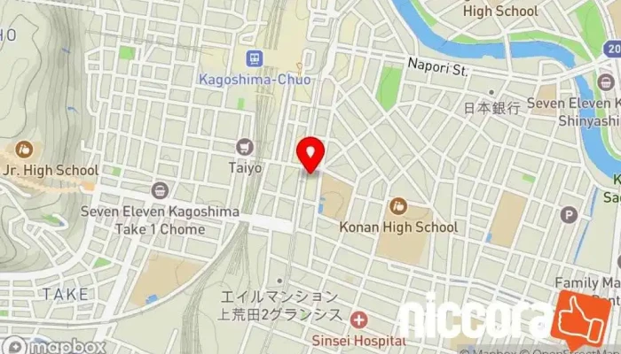 の地図 鹿児島ビザ申請サポート 行政書士法人アクティス（旧行政書士事務所オフィスフラット） 行政書士 で 鹿児島市