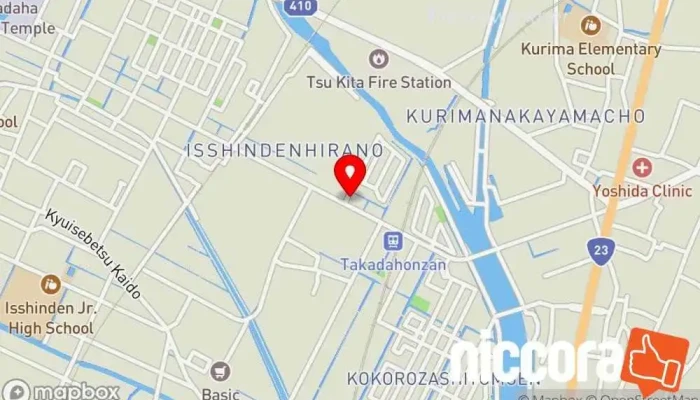 の地図 中部システムセンター/WORKSPACE 共同オフィス, コーヒー スタンド, コミュニティ センター, IT コンサルタント, コンピューター サポート、サービス, 人事コンサルティング, アイスクリーム店, テイクアウト, オフィス機器レンタル業, 事務用品店 で 津市