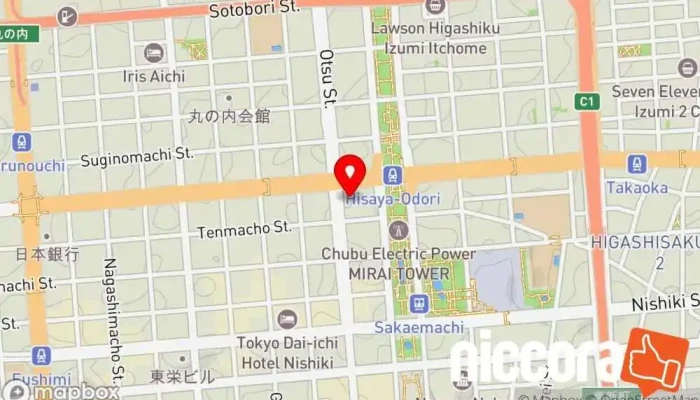 の地図 株式会社ファブリカコミュニケーションズ ソフトウェア企業, 自動車修理・整備店, IT コンサルタント, 中古車販売業者 で 名古屋市