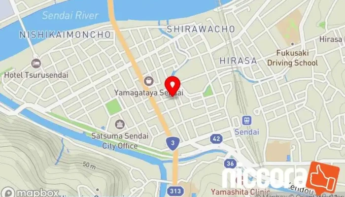 の地図 らいおんコンサルタント（株） 建築設計事務所, 保険代理店 で 薩摩川内市